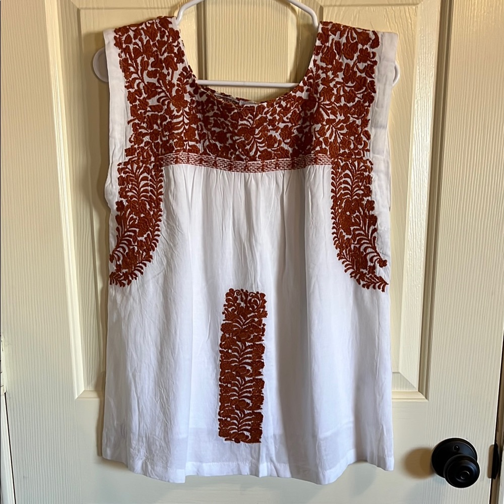 Embroidered Burnt Orange Women's Top